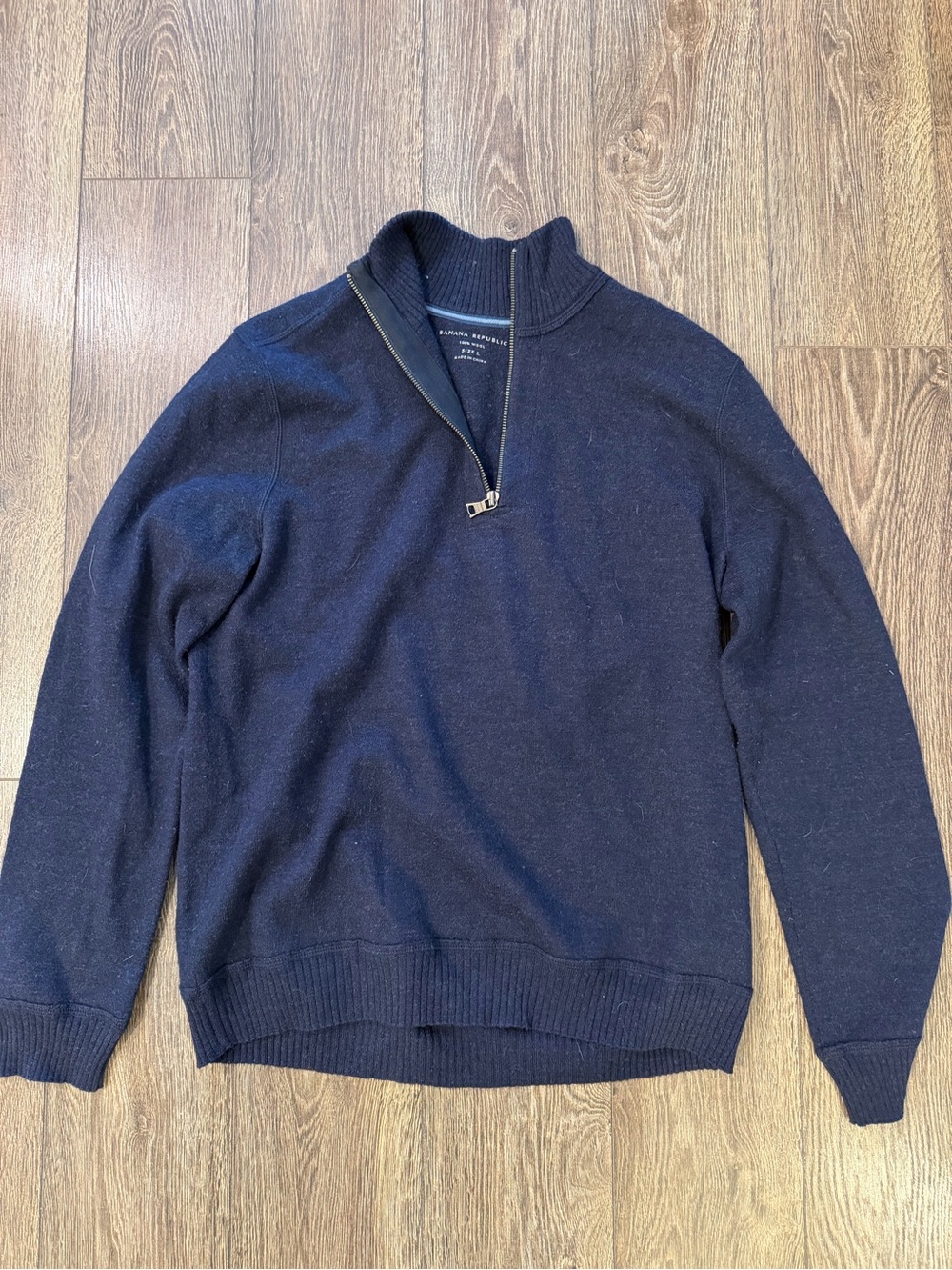 Banana Republic Men's Dark Navy Quarter-Zip Pullover Sweater